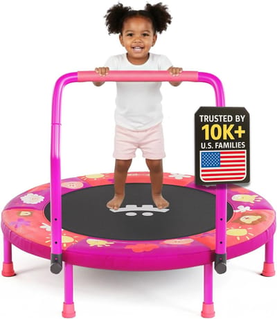 Mini Opvouwbare Peuter Trampoline 36 Inch met Verstelbare Handgreep - Veilig en Geluidsvrij voor Binnen