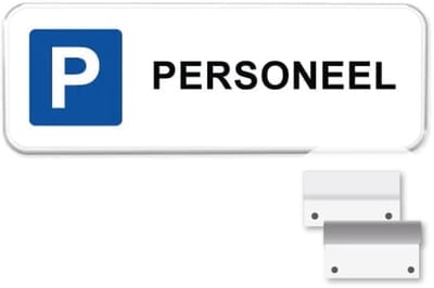 Parkeerbord Personeel - Weerbestendig Aluminium - 40x15 cm - Bevestiging: Met muur-/ wandmontage beugels