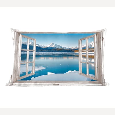 Sierkussens - Kussentjes Woonkamer - 60x40 cm - Landschap - Winter - Meer - Bergen - Uitzicht - Doorkijk - Licht