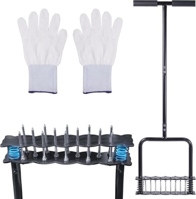 T-Handle Grondbeluchter met Resetveren voor Efficiënte Grondverbetering en Bladreiniging, Tuin Gereedschap voor Optimale Luchtcirculatie en Gezonde Grasgroei
