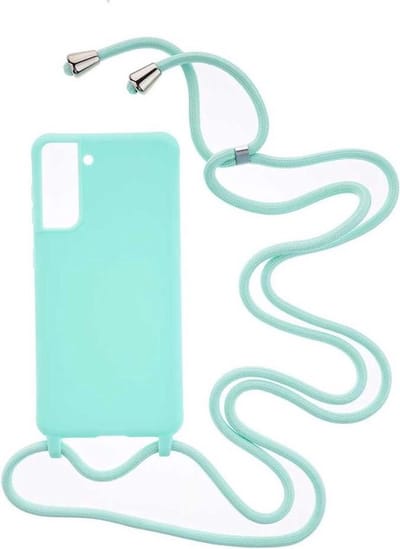Shop4 - Geschikt voor Samsung Galaxy S21 Plus Hoesje - Zachte Back Case met Koord Mat Mint Groen