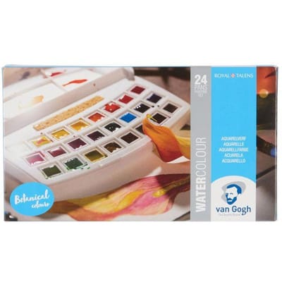 Van Gogh Aquarelverf set in kunststof etui botanische selectie met 24 kleuren in halve Napjes
