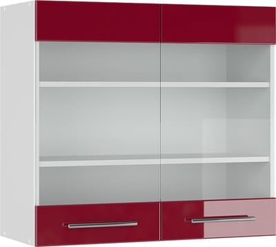 Vicco Fame-Line Glazen keukenkast – 80 cm Bordeauxrode hoogglans