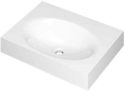 INK Smooth Wastafel Polystone Centraal Zonder Kraangat - 600x450x90 mm - Glans Wit