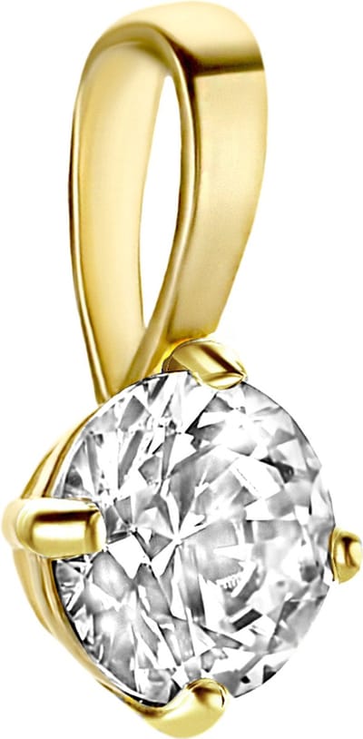 New Bling 9NBG-0193 Gouden Hangertje - Dames - Zirkonia - 4 mm - Solitair - 4 Poot zetting - 14 Karaat - Goud