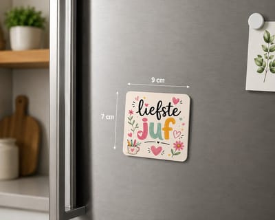 Koelkastmagneet MDF Liefste Juf – Magneet 9x7 cm – Cadeau voor Juf – Bedankje voor Leraar