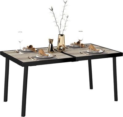 Outsunny Gartentisch PSPC-Kunststoff, Stahl Grau