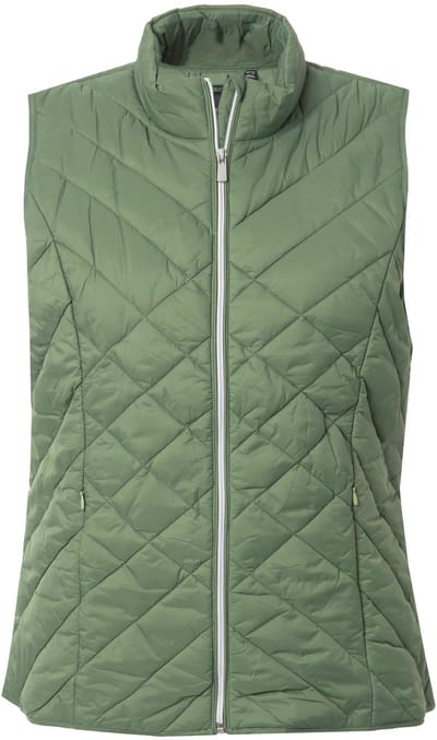 Ulla Popken - Dames - HYPRAR functionele doorgestikte bodywarmer waterafstotend - Lichtkaki - Maat 42+