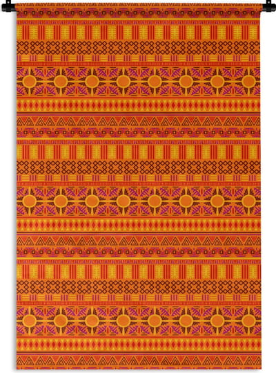 Wandkleed - Wanddoek - Patronen - Oranje - Zon - 120x180 cm - Wandtapijt