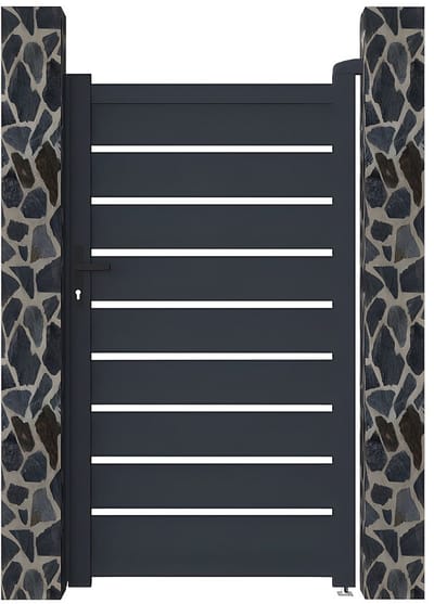 Vente-unique Draaihekje van opengewerkt aluminium L103 x H180 cm anthracite - PRIMO