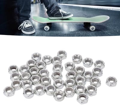 Dailygoods- Asmoeren 40 Stuks - Skateboard Trucks - Koolstofstaal - M8 Schroefdraad - Vervangingsmoeren - Universeel Gebruik - Skateboardmoeren