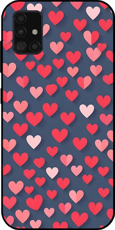Smartphonica Telefoonhoesje Geschikt voor Samsung Galaxy A51 4G met Roze en Rode Hartjes Opdruk - TPU Backcover Case With Rosé and Red Heart Design geschikt voor Samsung Galaxy A51 4G