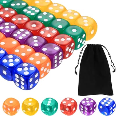 SnelShoppen - 36-Delige Dobbelstenen Set, Multikleur, 6-Zijdige Dobbelstenen met Ronde Hoeken, 16mm, Spel Dobbelstenen, Bulkset voor Tenzi, Farkle, Ya