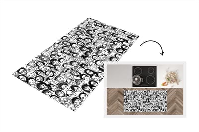 Keukenloper - Loper keuken - Patronen - Gezicht - Zwart Wit - 120x60 cm - Keukenloper vinyl