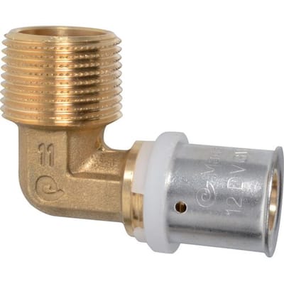 KIRCHHOFF MS knie 90°, blanco, 20 mm x 3/4"BU, persfitting voor meerlagen buis