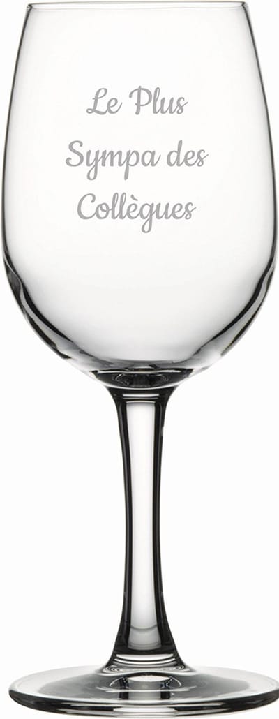 Witte wijnglas gegraveerd - 26cl - Le Plus Sympa des Collègues