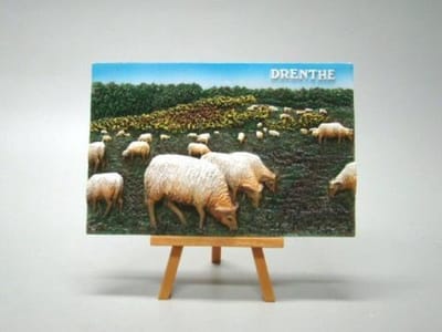 Reliëftafereel Drentse Heideschapen – 15 x 10 x 7 cm – Polystone Decoratie