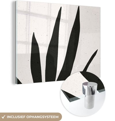 MuchoWow® Glasschilderij 120x90 cm - Schilderij acrylglas - Blad - Plant - Minimalisme - Foto op glas - Schilderijen