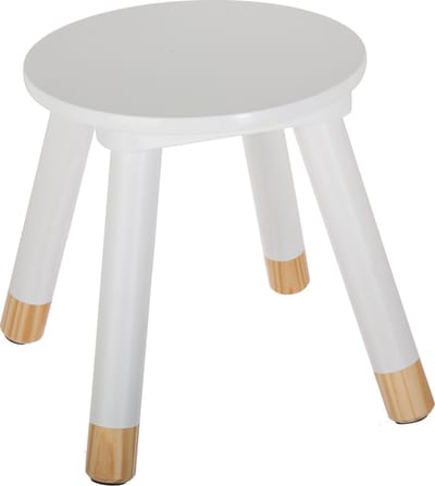 Atmosphera Kinder krukje - ivoor wit - hout - D24 x H27 cm - bijzet stoeltjes/krukken