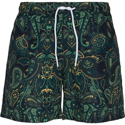 Urban Classics - Paisley Zwemshorts - L - Zwart/Groen
