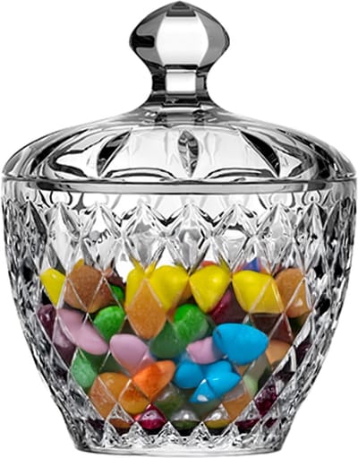 Alessandro Bonbonniere met deksel - Empoli - gedecoreerd glas - 9 x 11 cm - snoeppot