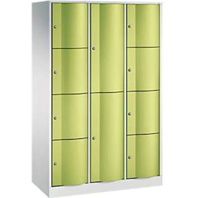 C+P combikast Resisto, 3 vakken, 10 vakken, B 1148 x D 540 x H 1950 mm, lichtgrijs/kleedgroen