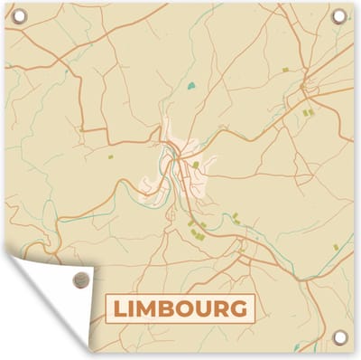 Tuin poster Limbourg - België - Stadskaart - Plattegrond - Kaart - 200x200 cm - Tuindoek