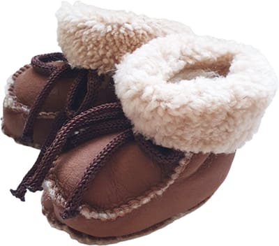 Toetie & Zo - Leren Baby Slofjes - Bruin - Laarsjes - Schoentjes - Maat 0-12 maanden - Maat 16