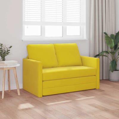 vidaXL - Slaapbank - vloermodel - 2-in-1 - 122x204x55 - cm - fluweel - donkergeel