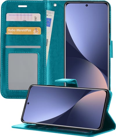 Hoesje - Geschikt voor Xiaomi 12X - Luxe Bookcase - Walletcase Hoes - Portemonnee - Cover - Telefoonhoes - Turquoise