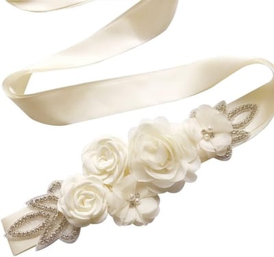 Langwerpige bloemenriem voor dames, trouwaccessoires met kristallen en strass, ideaal voor bruid en bruidsmeisjes, elegante tailleband voor feesten en speciale gelegenheden