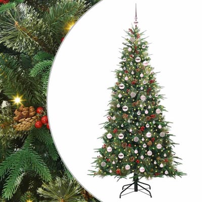 vidaXL - Kunstmatige - Hinged - Kerstboom - met - 300 - LED - Groen - 210 - cm - PE - en - PVC