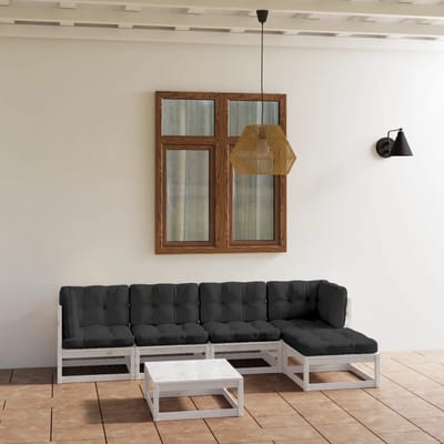 vidaXL - 6-delige - Loungeset - met - kussens - massief - grenenhout