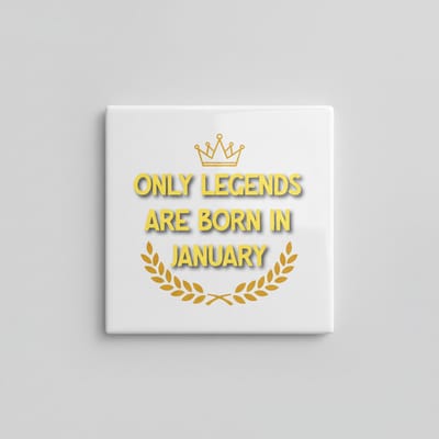 “Only Legends Are Born in January” Keramische Tegel – 15×15 cm Verjaardagscadeau & Woondecoratie
