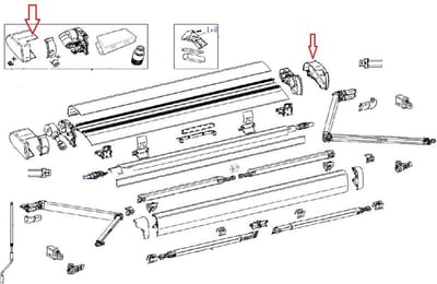 Thule 6300 Eindkap Motor 12V L+R Wit