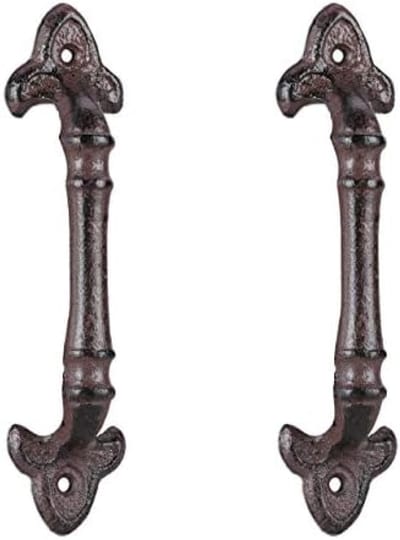PromoHome Vintage Meubelgrepen Set van 2 - Antieke Kastgrepen met Lelie Versiering - Gietijzeren Handgrepen voor Kasten en Lades - Landhuis Stijl - Donkerbruin