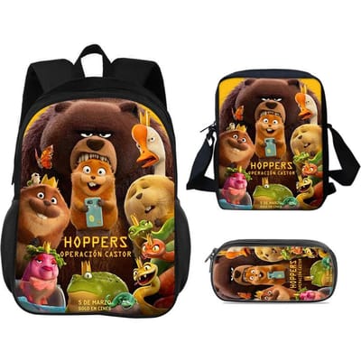 3-delige Set Rugzak Student School Schoudertas Etui Cartoon Film Hoppers Reizen Rugzak Kinder Verjaardagscadeau black