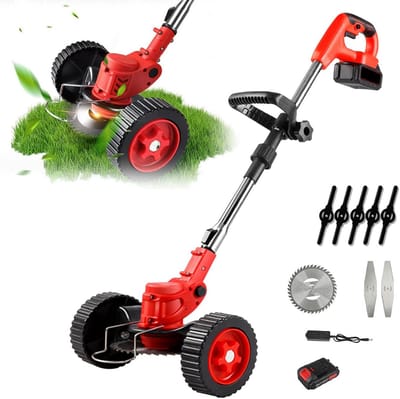 Oplaadbare Elektrische Grastrimmer met Wielen | 650W, Verstelbaar | Draadloze Kantensnijder