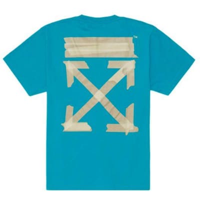 Off-White SS20 Gouden Pijl Tape Patch Korte Mouw T-shirt Heren Tops Blauw OMAA038R201850023948 L beige