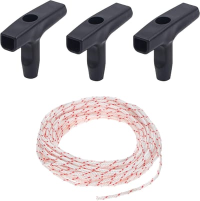 longziming Starter Trekkoord 10 m – 3 mm – Met 3 Starter Handgrepen – Voor Kantensnijder, Trimmer, Brush Cutter, Grasmaaier Motor