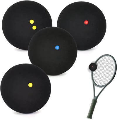 Unyqoos® Complete Squashballenset met Vier Verschillende Kleuren voor Diverse Speelniveaus