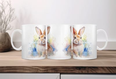 Auqarel koffiemok Konijn 1