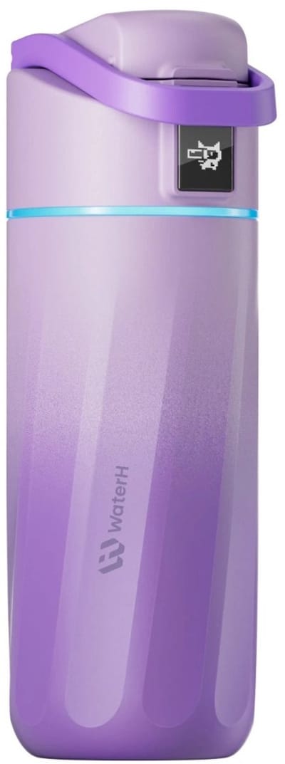 WaterH BOOST Kids - Stalen Drinkfles voor Kinderen met Herinnering om Water te Drinken - Waterfles voor Kinderen - Dubbelwandige & Isolerende stalen drinkfles - Wijde opening & Lekvrij - 475ml - Paars