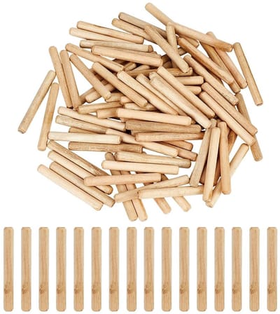 Dailygoods- Houten Pluggen 100 Stuks - Houten Pennen 10 x 1,2 cm - Cilindrische Pennen - Meubelmontage - Houtbewerkingsprojecten - Sterke Verbinding - Houtdowel