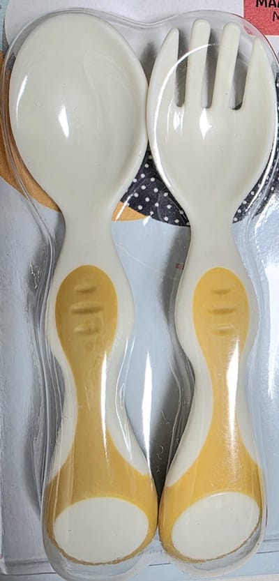 oefenbestekje voor 4 maanden en ouder - easy grip - fruithapje - eerste lepeltje vorkje - softgrip met anti-slip - zelf eten