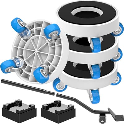 Meubelschuifregelaar met lifter - Meubelroller verhuisset - Zware meubels verplaatsen - 360 graden draaibare wielen - 450 kg draagvermogen - Wit