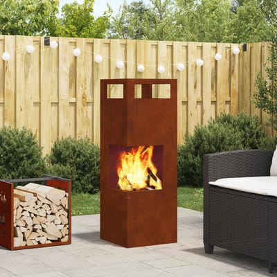 vidaXL - Vuurkom - Bruin - 35 - x - 35 - x - 100 - cm - weervast - staal