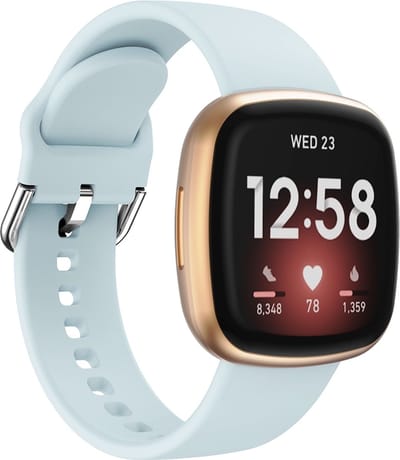 By Qubix - Compatible Fitbit bandje - geschikt voor Fitbit Versa 3 & 4 / Sense 1 & 2 - Siliconen bandje - Lichtblauw Smartwatchbandje bandje Armband Polsband Strap Band Watchband
