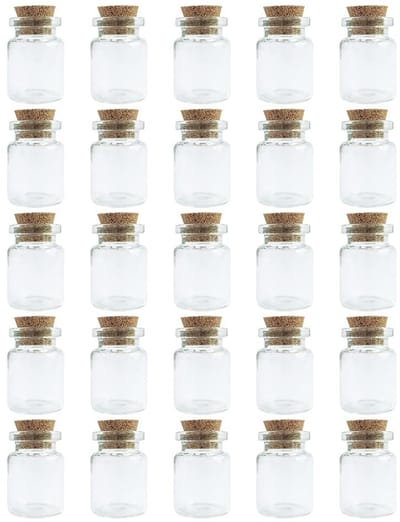 Dailygoods- Glazen Flessen 25 Stuks - Mini Flessen Met Kurk - Multifunctioneel - Geschikt Voor Decoratie - Hoogwaardig Glas - Transparant