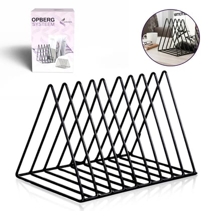 AUREVINTA® LP Platenhouder – Zwart Metalen Vinyl Rek met 9 Vakken – 26 × 17,8 × 18,5 cm – Voor LP’s, Boeken en Tijdschriften